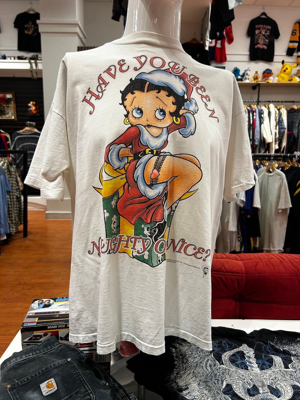 1998 Betty Boop Have You Been Naughty Or Nice Christmas Vintage Single Size XL